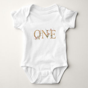 Wildflowers first birthday girl wild ONE Baby Bodysuit