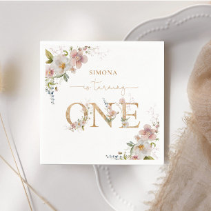 Wildflowers first birthday Wild One blush pink Napkin