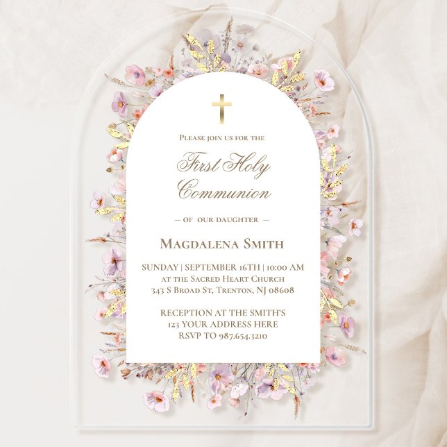 wildflowers First Holy Communion  Acrylic Invitations (Creator Uploaded)