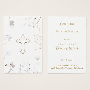 wildflowers First Holy Communion  remembrance card