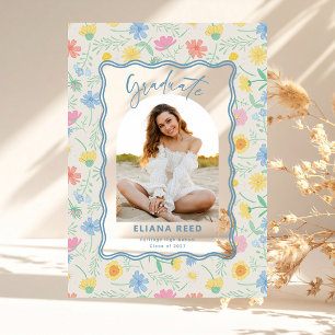 Wildflowers Floral Acrylic Graduation Photo Card Invitations