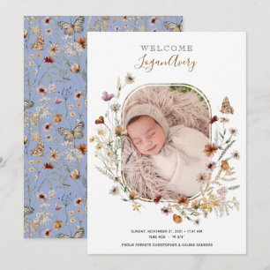 Wildflowers Floral Add Photo New Baby Birth  Annou Announcement