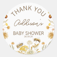 Wildflowers Floral Bee Baby Shower Favour Sticker