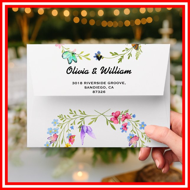 Wildflowers Floral | Boho Wedding Address Envelope (Creator Uploaded)