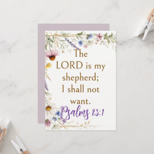 Wildflowers Floral Botanical, Psalm 23:1 Scripture Invitation