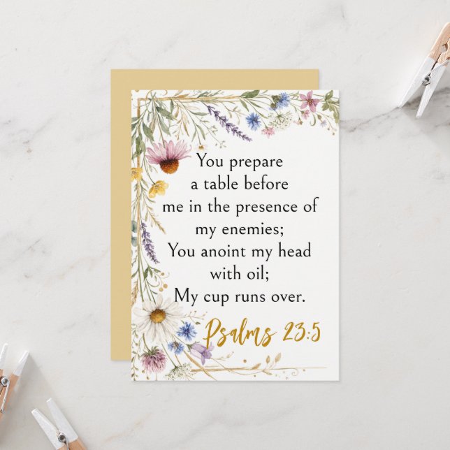 Wildflowers Floral Botanical, Psalm 23:5 Scripture Invitation (Front/Back In Situ)
