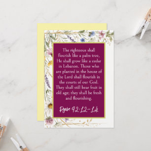Wildflowers Floral Botanical, Psalm 92:12-14 Verse Invitation