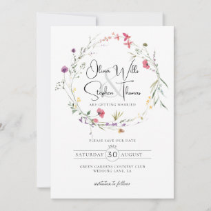 Wildflowers Floral Botanical Purple Save The Date Invitation