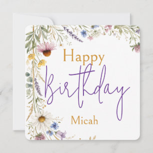 Wildflowers Floral Botanical Watercolor, Birthday