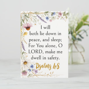 Wildflowers Floral Botanical Watercolor, Psalm 4:8 Invitation