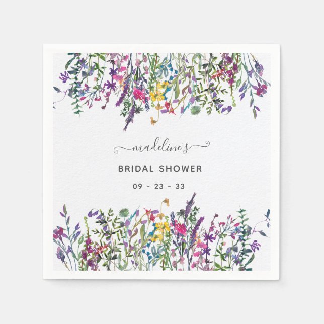 Wildflowers Floral Bridal Shower Napkin (Front)