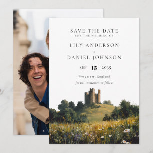 Wildflowers Floral Castle Photo Wedding Save The Date