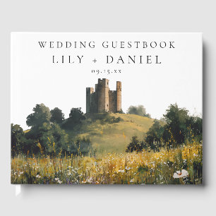 Wildflowers Floral Castle Watercolor Wedding Guest Book