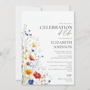 Wildflowers Floral Celebration of Life Funeral Invitation