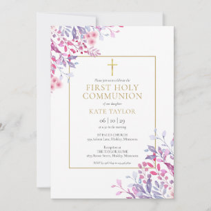 Wildflowers Floral First Holy Communion Invitation