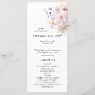 Wildflowers Floral Lavender Purple Violet Ceremony Program