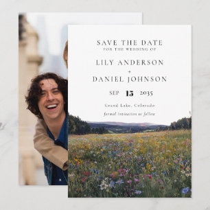 Wildflowers Floral Meadow Photo Wedding Save The Date