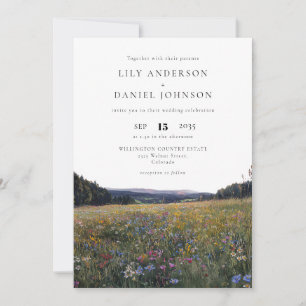 Wildflowers Floral Meadow QR Code Wedding Invitation
