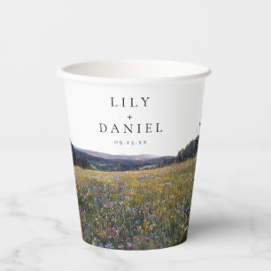 Wildflowers Floral Meadow Wedding Paper Cups