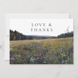 Wildflowers Floral Meadow Wedding Photo Thank You Card