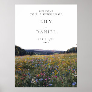 Wildflowers Floral Meadow Wedding Welcome Sign