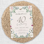 Wildflowers Floral Modern 40th Birthday Party Invitation<br><div class="desc">Wildflowers Floral Modern 40th Birthday Party Invitation. Celebrate life's beauty with our elegant birthday design featuring captivating wildflowers. Embrace the charm of nature with delicate floral elements that add a touch of sophistication to your celebration. This design captures the essence of joy and elegance, making it perfect for any birthday...</div>