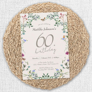 Wildflowers Floral Modern 60th Birthday Party Invitation
