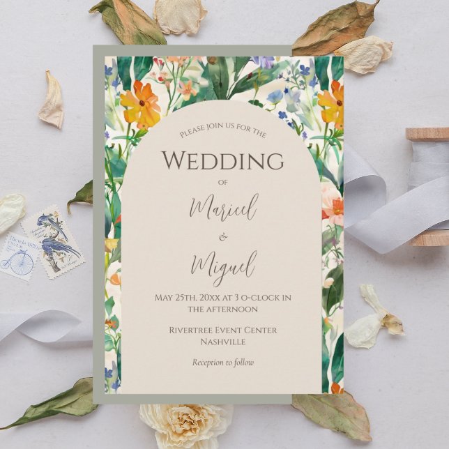 Wildflowers Floral Modern Wedding Invitation (Creator Uploaded)