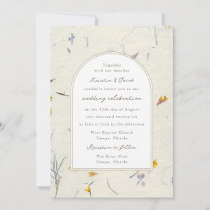 Wildflowers Floral Paper Modern Digital Wedding Invitation