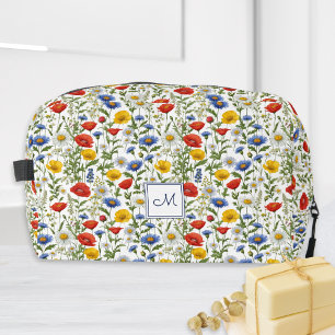 Wildflowers Floral Pattern Botanical Monogrammed Dopp Kit