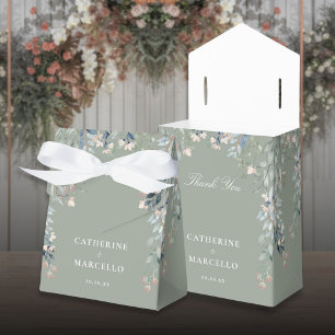 Wildflowers Floral Sage Green Wedding Favour Box