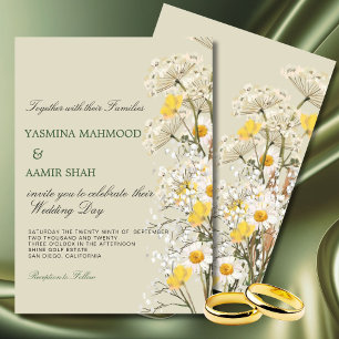 Wildflowers Floral Sage Modern Wedding  Invitation