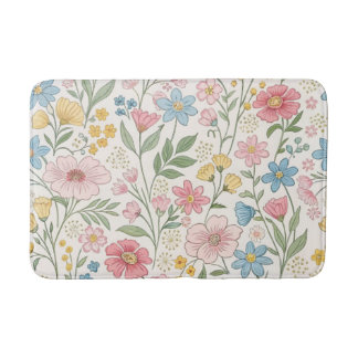 Wildflowers Floral Summer Pattern Bath Mat