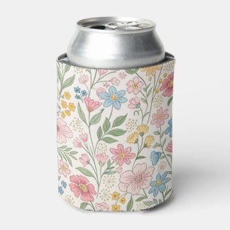 Wildflowers Floral Summer Pattern Can Cooler