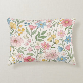 Wildflowers Floral Summer Pattern Decorative Cushion