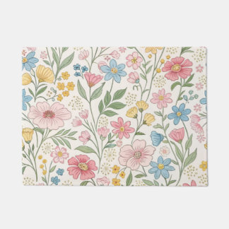 Wildflowers Floral Summer Pattern Doormat