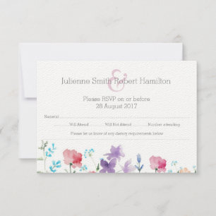 Wildflowers Floral Watercolor Wedding RSVP Card