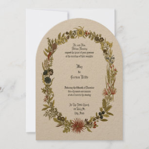 Wildflowers Floral Wreath Wedding Invitation