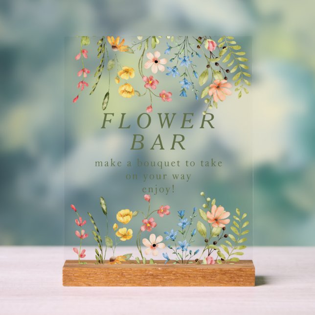 Wildflowers Flower Bar  Acrylic Sign (Neutral)
