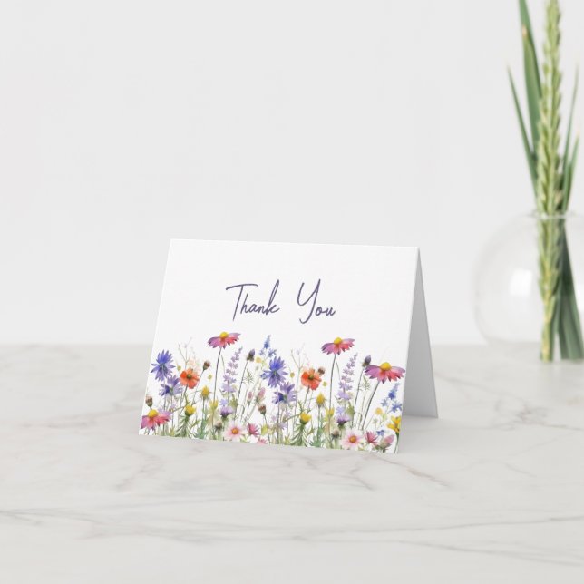 Wildflowers Folded Thank You Note Card (Front)