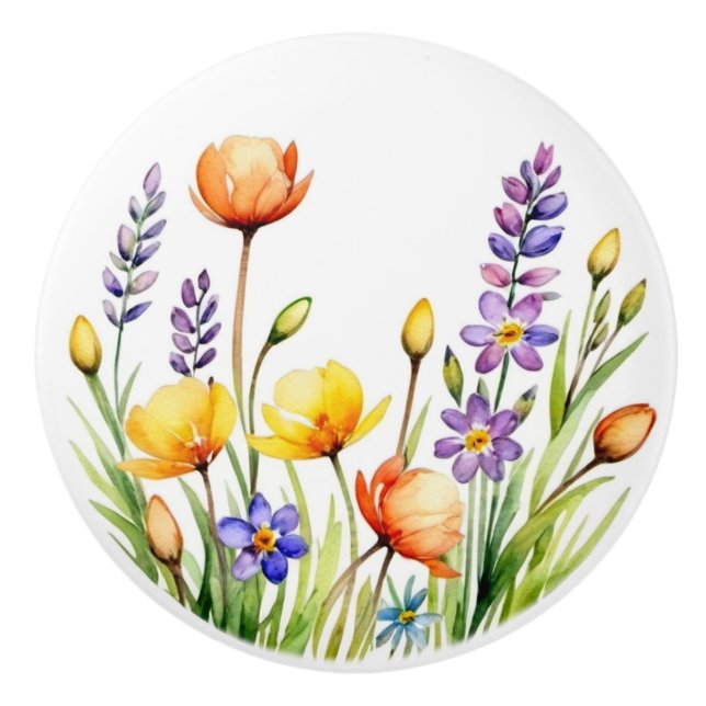 Wildflowers Four Ceramic Knob (Front)