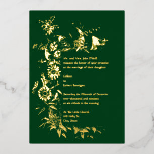 Wildflowers Frame Border Wedding Foil Invitation