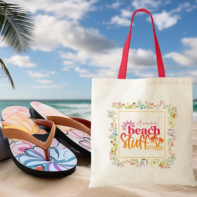  Wildflowers frame personalised beach stuff Tote Bag (Creator Uploaded)
