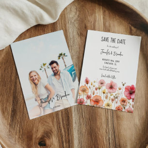 Wildflowers fresh pressed Save the Date Photo Invitation