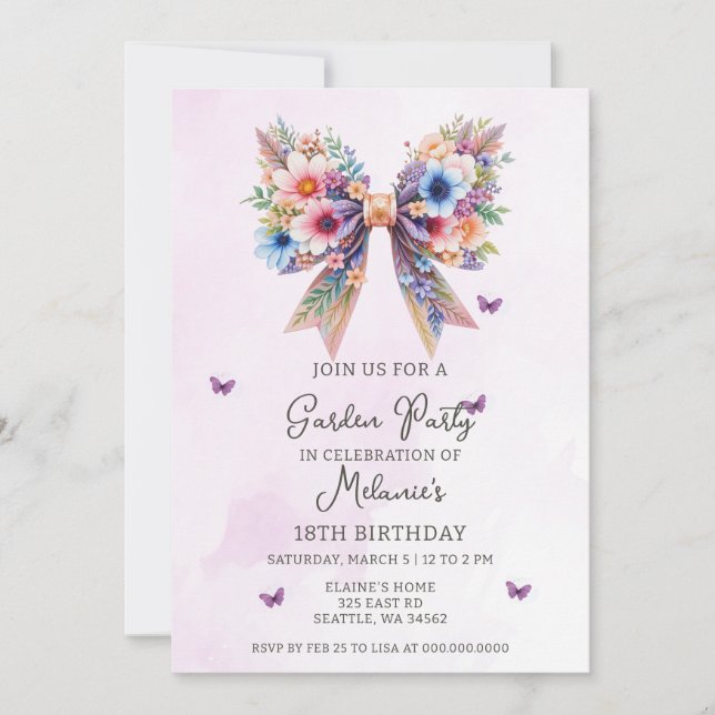  Wildflowers Garden Birthday Party Invitation (Front)
