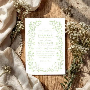 Wildflowers Garden Elegant Modern QR Code Wedding Invitation