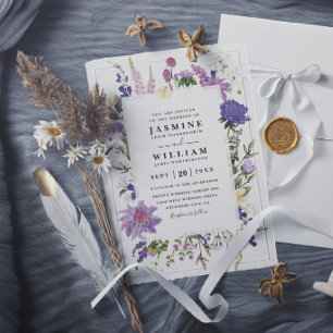 Wildflowers Garden Elegant Modern Rustic Wedding Invitation