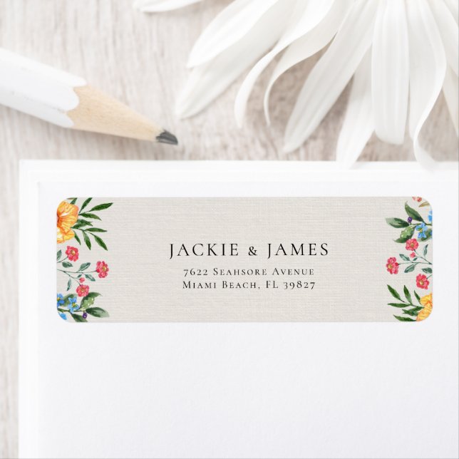 Wildflowers Garden Floral Wedding Return Address Label (Insitu)