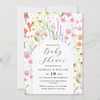 Wildflowers Garden Girl Baby Shower Invitation