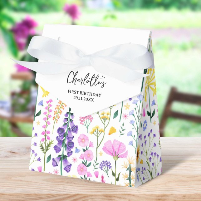 Wildflowers Garden Party First Birthday Favour Box (Wildflowers Garden Party First Birthday Favor Boxes)